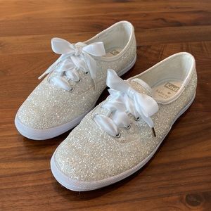 Keds Kate Spade White Ribbon Glitter Sneaker